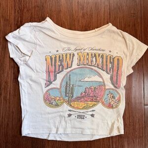 Hollister Cream Cotton Cropped New Mexico Western Tee
